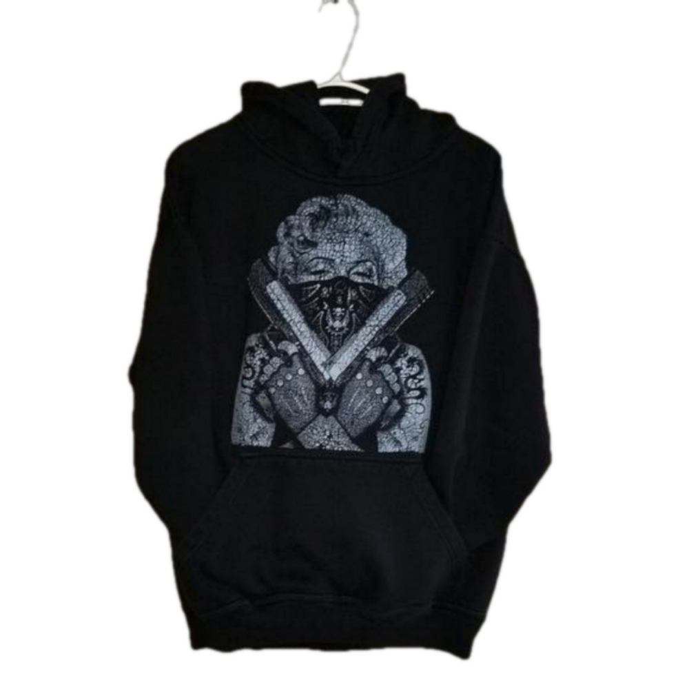 Biggie Threads Outlaw Marilyn Monroe Heavy Black Hoodie Size Large